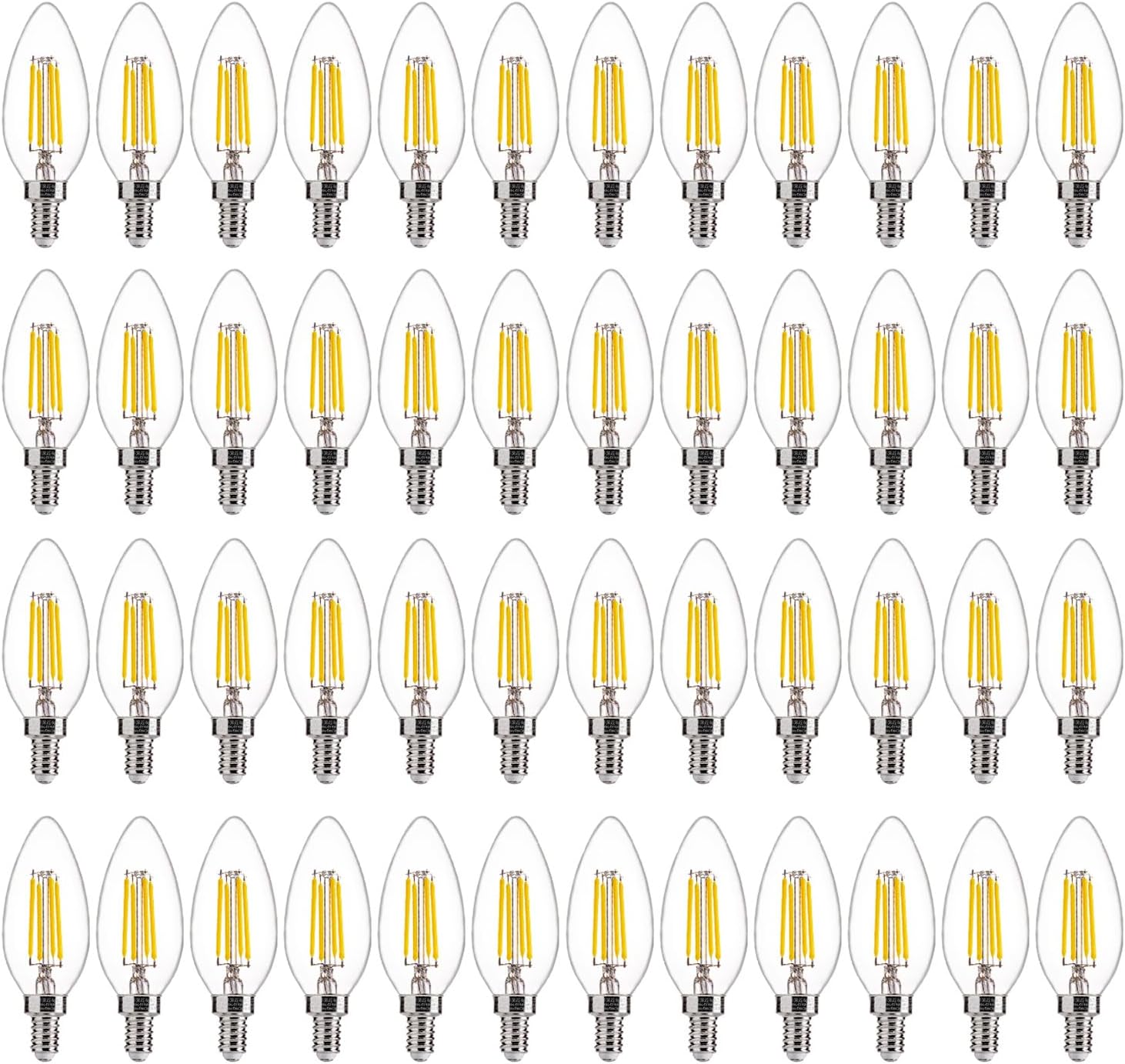 Dimmable LED Candelabra Bulbs - 48 Pack, 5000K Daylight