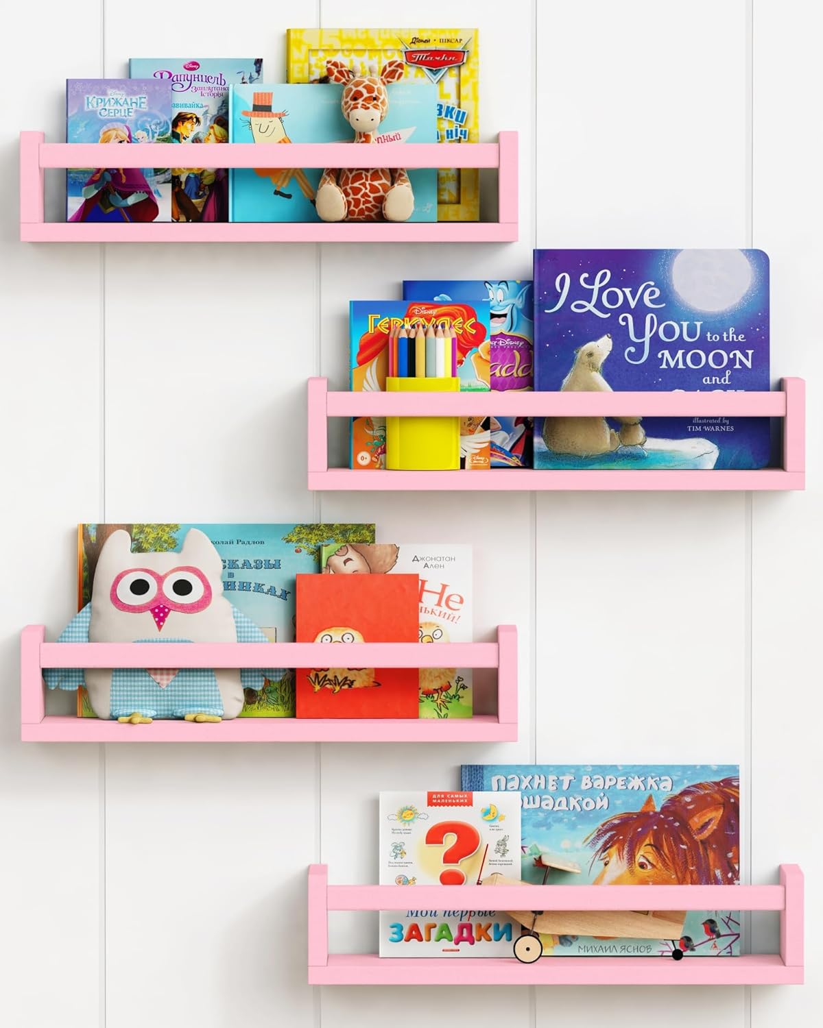 Forbena Pink Floating Shelves for Kids Room Decor and Storage