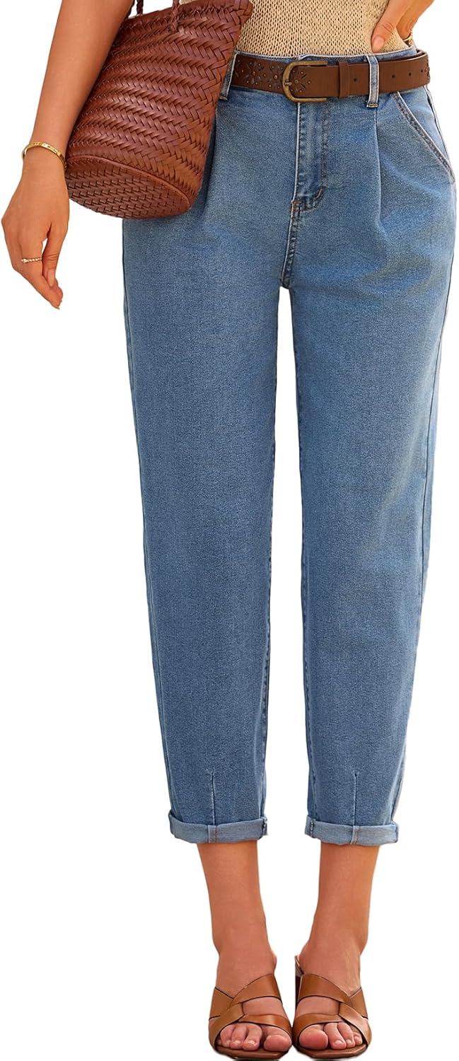 EVALESS Womens Baggy Jeans High Waisted Stretchy Boyfriend Fit