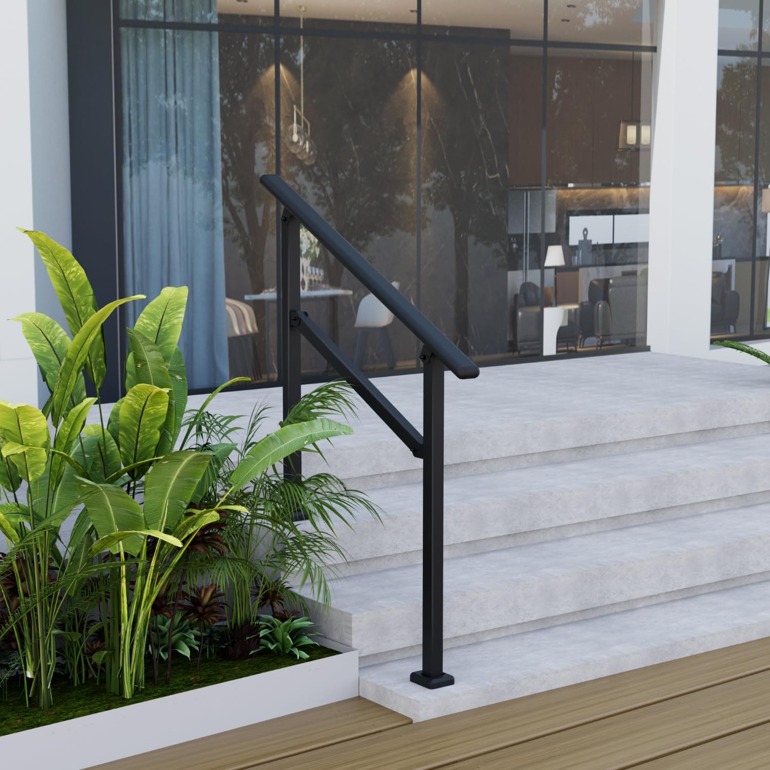 Sturdy Hand Rails for Outdoor Steps - 2-3 Step Stair Railing