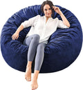 Bean Bag Chairs for Adults - Memory Foam 4 ft Round Navy