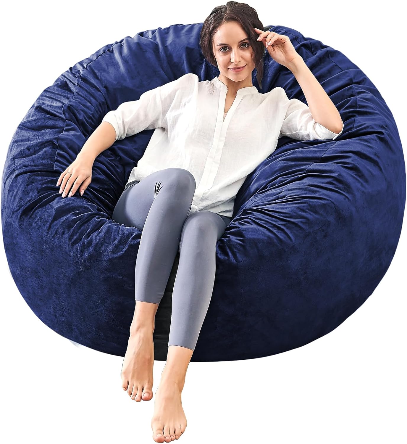 Bean Bag Chairs for Adults - Soft Micro Fiber 4ft Navy Couch