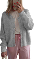 Women's Long Sleeve Front Button Y2k Cardigan Sweaters Crew Neck Shoes
