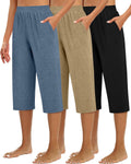 Women's 3-Pack Capri Sweatpants - Cozy Wide Leg Cropped Capris