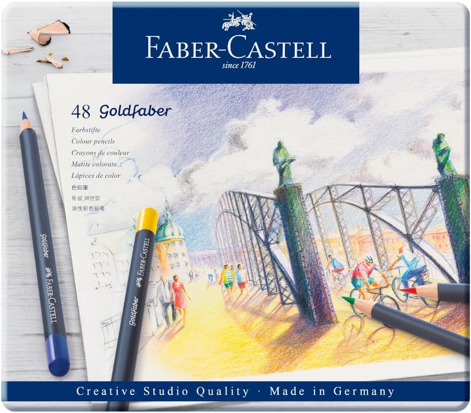 Faber-Castell Goldfaber Color Pencils in Tin of 48 Vibrant Colors