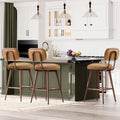 Swivel Bar Stools Set of 3 Counter Height PU Leather - Comfortable