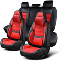 Car Seat Covers Full Set Black&Red - Breathable Nappa Leather Pair