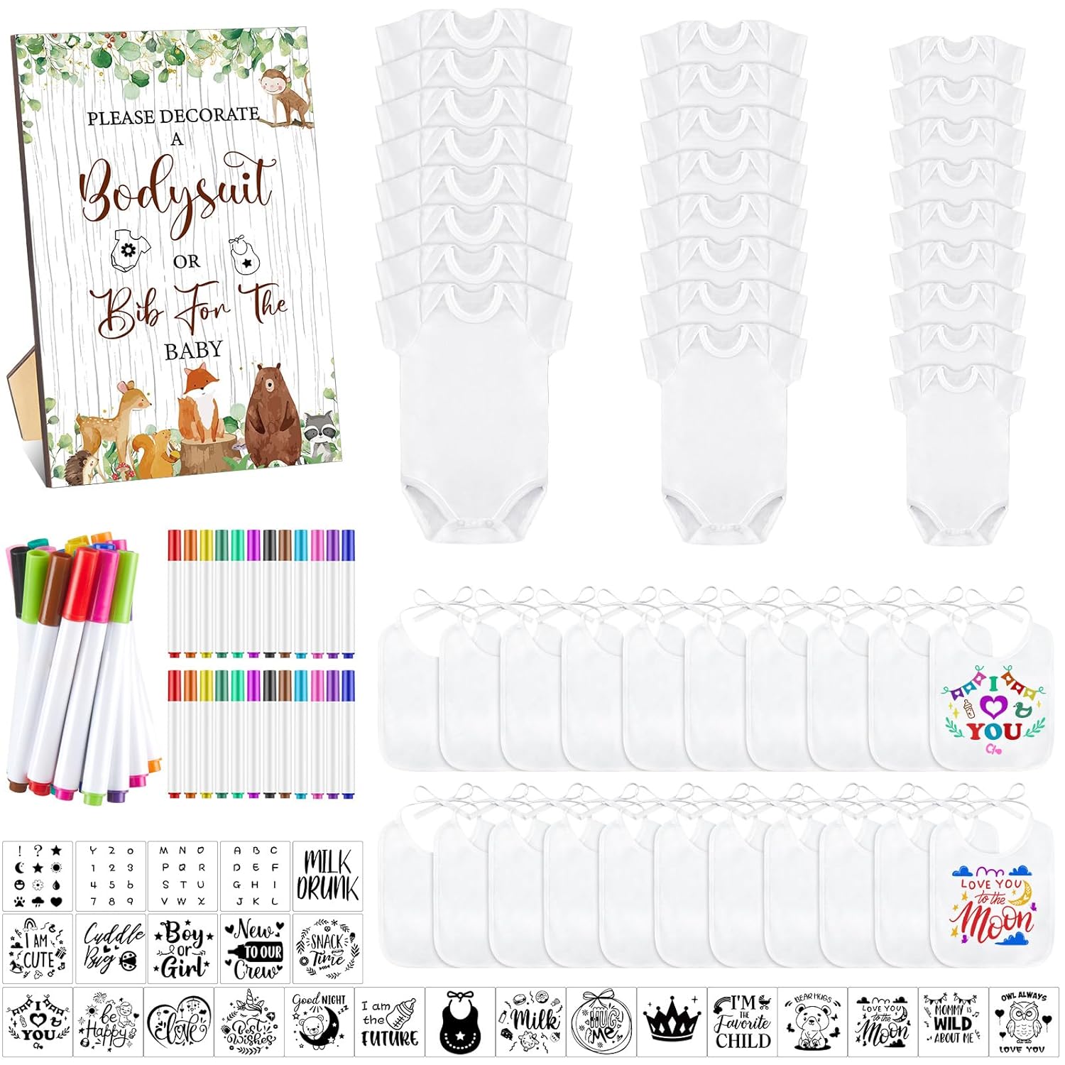 Panitay 100 Pcs Blank Bib Bodysuit Baby Shower Set Review
