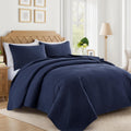 Navy Quilt Queen Size with Striped Pattern - Lightweight Soft
