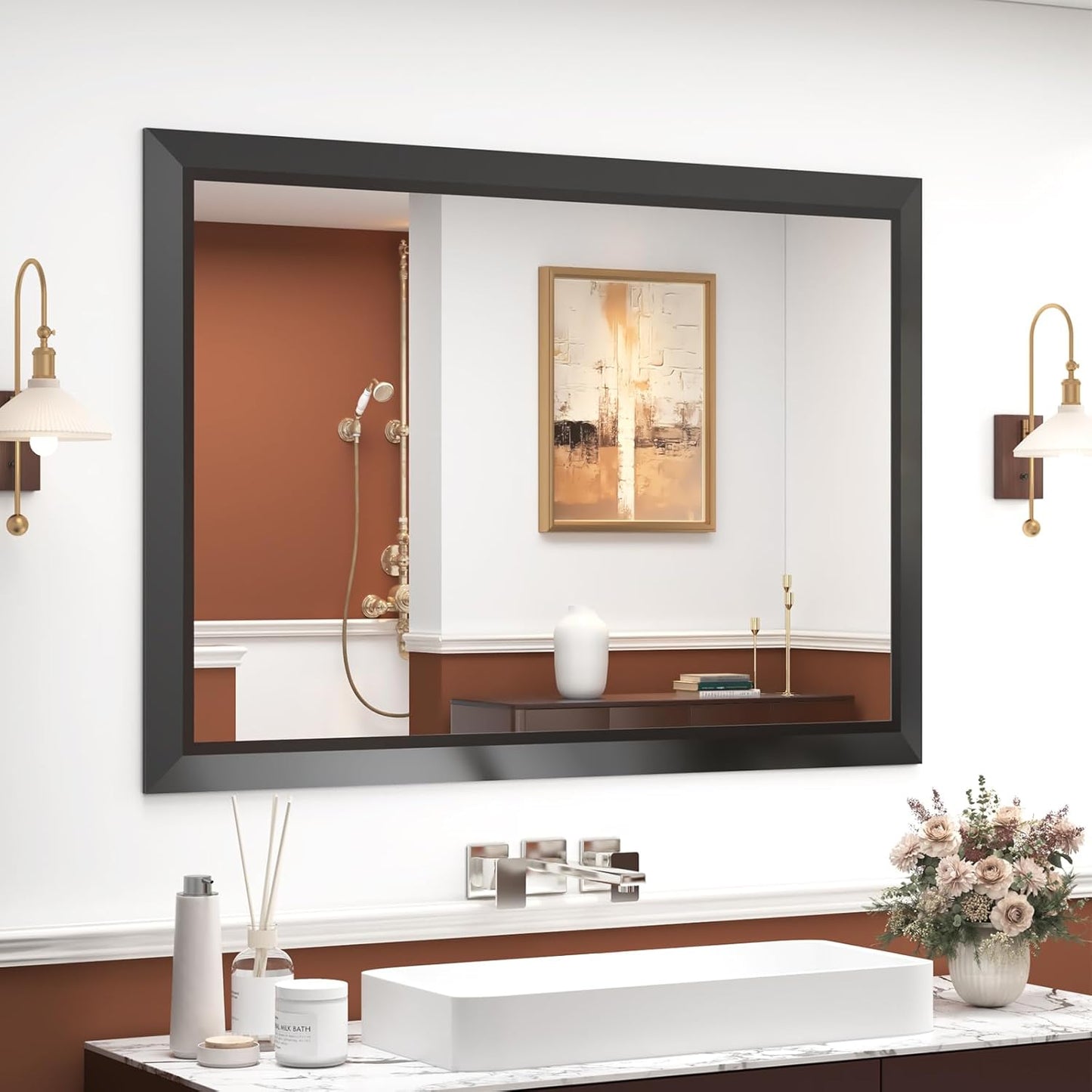 Matte Black Bathroom Mirror 40x30 inch for Stylish Spaces