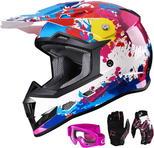 GLX GX623 Youth ATV/Dirt Bike Helmet Combo for Young Riders