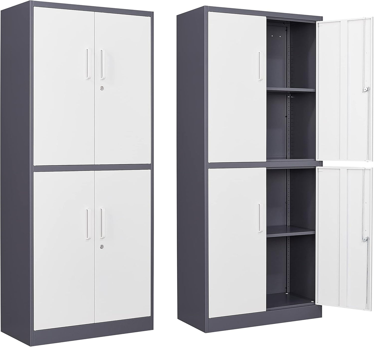 Yizosh Metal Storage Locking Cabinet with 4 Doors and Shelves