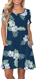 WNEEDU Women's Pocketed T-Shirt Dress for Effortless Summer Style