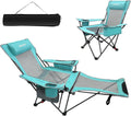 Reclining Camping Chair with Foot Rest and Cooler - 265 lbs Capacity