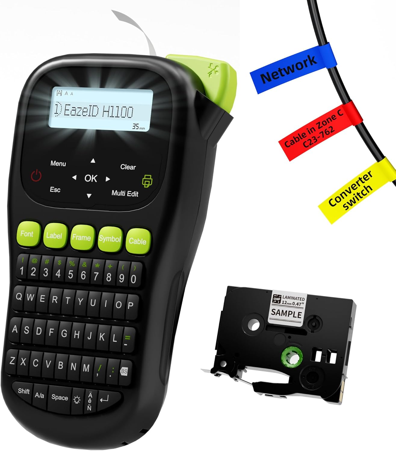 Screenreader Labels EazeID Handheld Label Maker - Laminated Tape, Backlit Screen – GearMustHave
