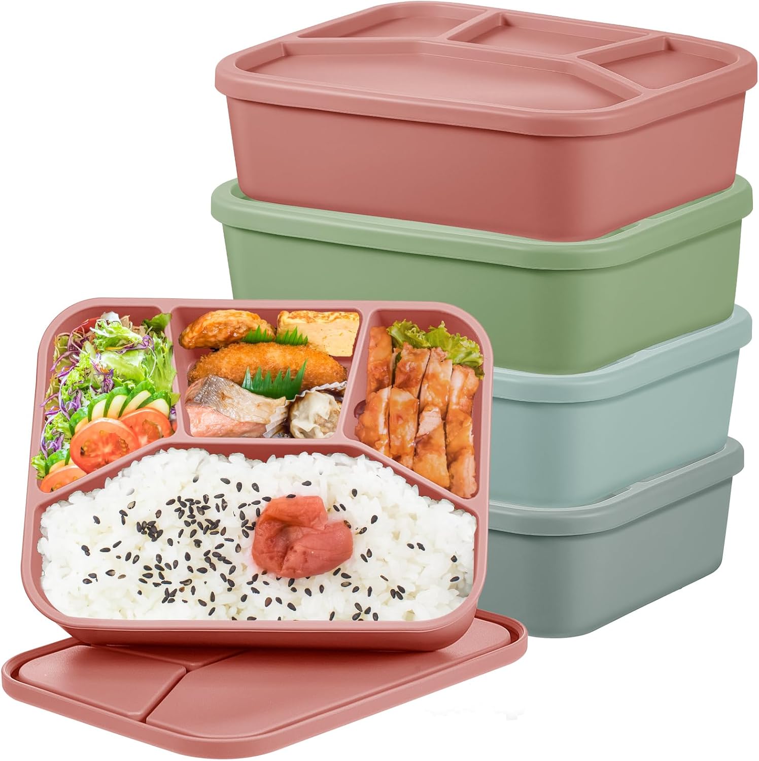 Silicone Bento Box Set - Reusable Leak Proof Lunch Containers