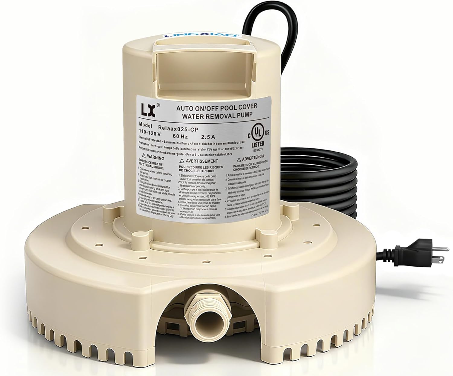 Automatic Pool Cover Pump 115V 1/4HP for Efficient Drainage