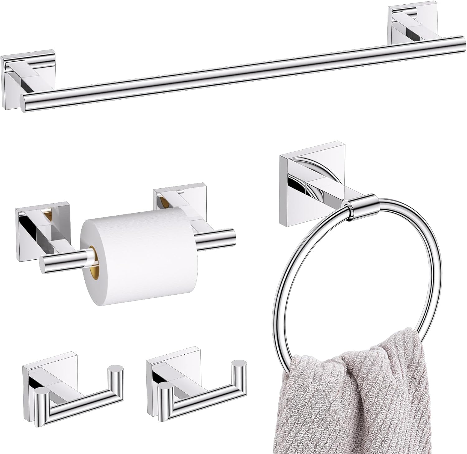 Polished Chrome Bathroom Hardware Set for Elegant Spaces