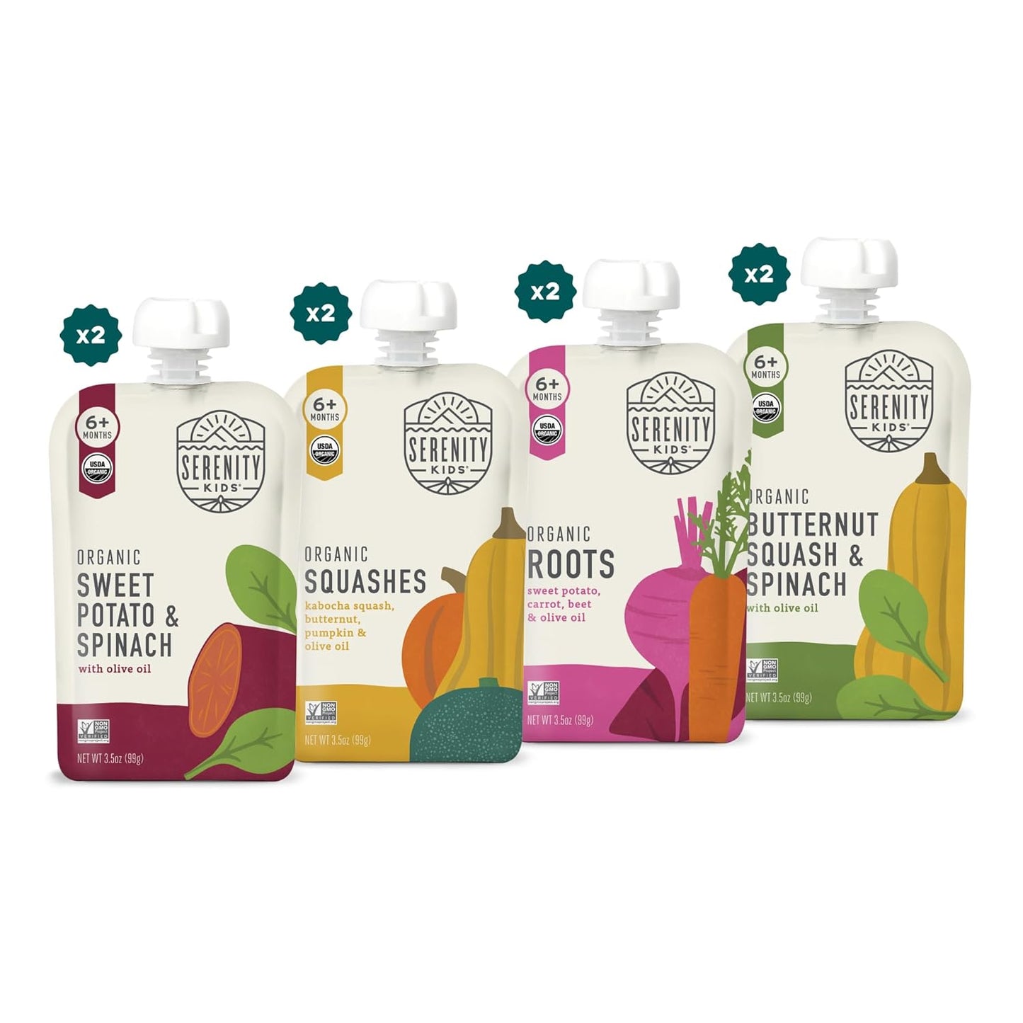 Serenity Kids Organic Veggie Puree Baby Food Pouches 8 Pack