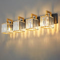 Modern Bathroom Vanity Light 4-Lights Black Gold Crystal - Elegant
