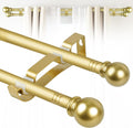 Double Curtain Rods for Windows Set 60 to 120 in - Telescopic Double