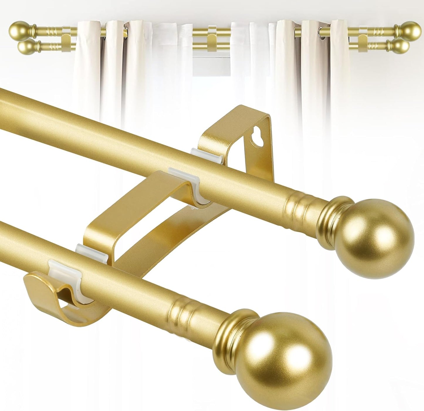 Double Curtain Rods Set 60 to 120 Inch for Elegant Windows