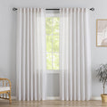 White Linen Back Tab Curtains 84 in 2 Panels Set - Light Filtering