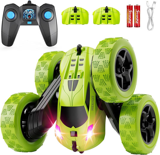 360 Rotating Stunt RC Car for Kids 6+ - Green Fun!