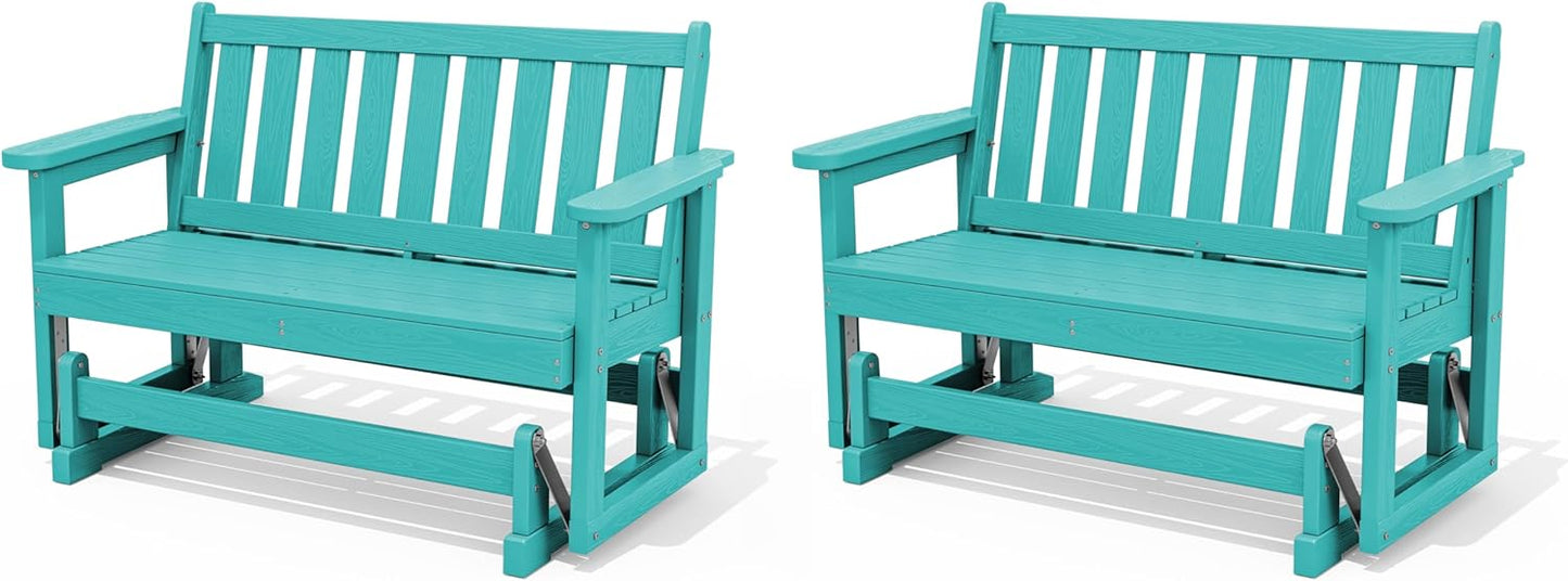 SERWALL Outdoor Glider Bench Set of 2 for Backyard Relaxation