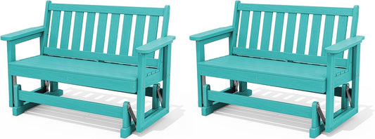 SERWALL Outdoor Glider Bench Set of 2 for Backyard Relaxation