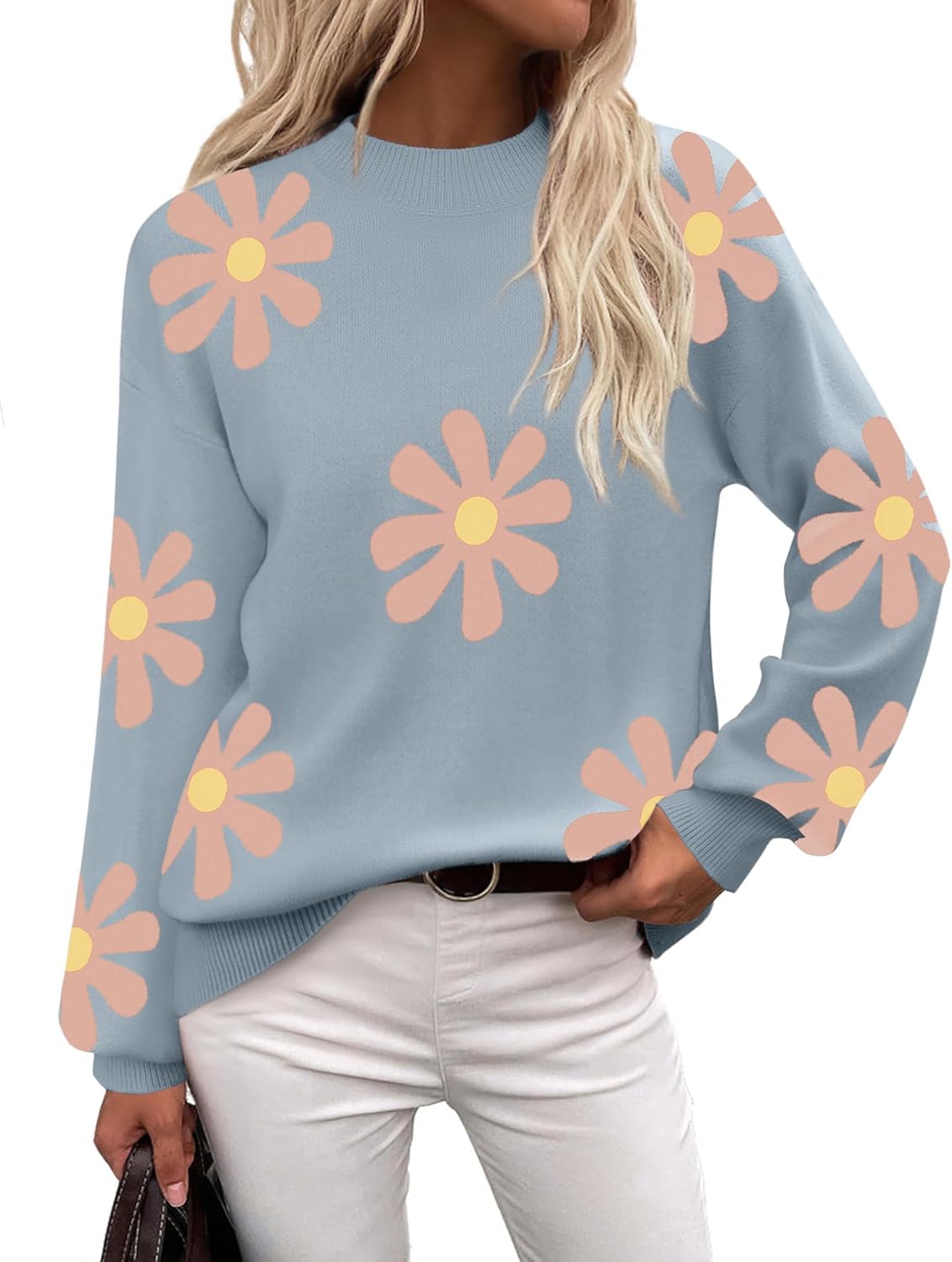 Trendy Long Sleeve Turtleneck Pullover Sweater for Women