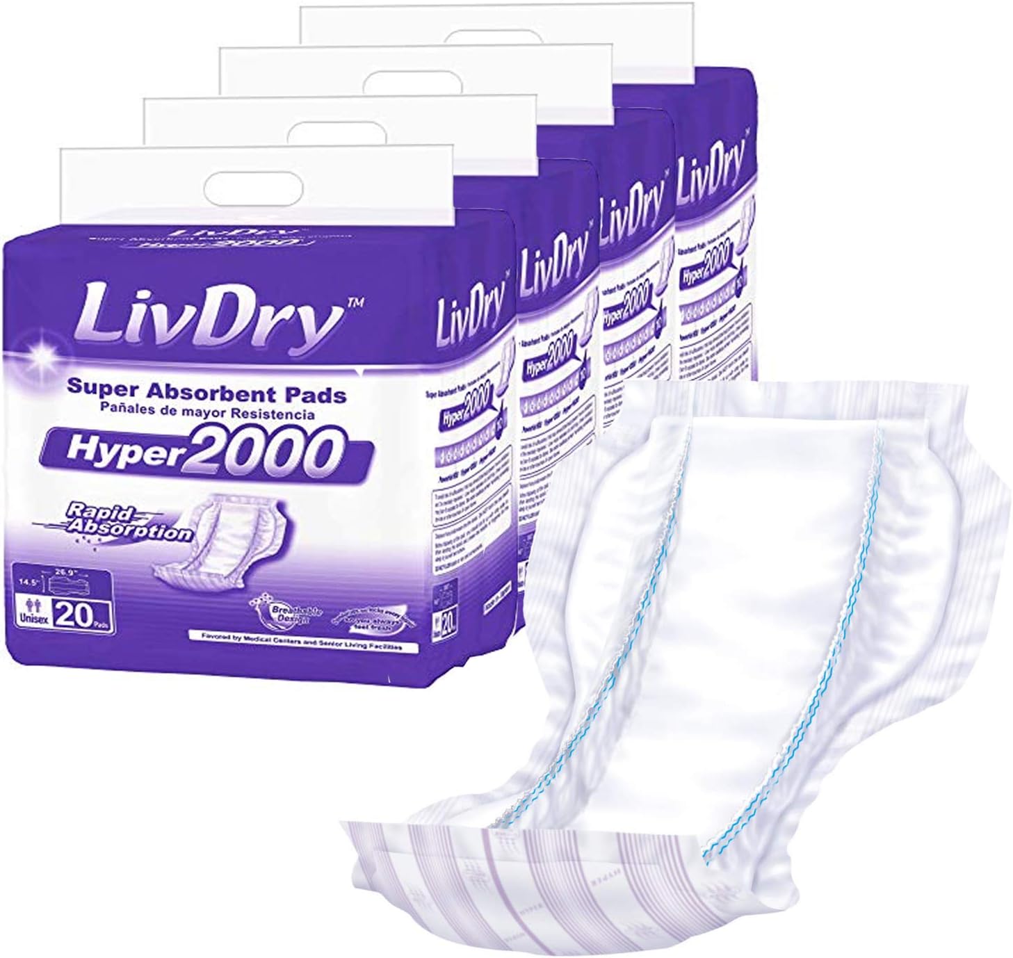 LivDry High Absorbency Pad Insert for Incontinence Briefs