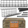 Black Wire Holder Set- 2x17 Under Desk Cord Organizer