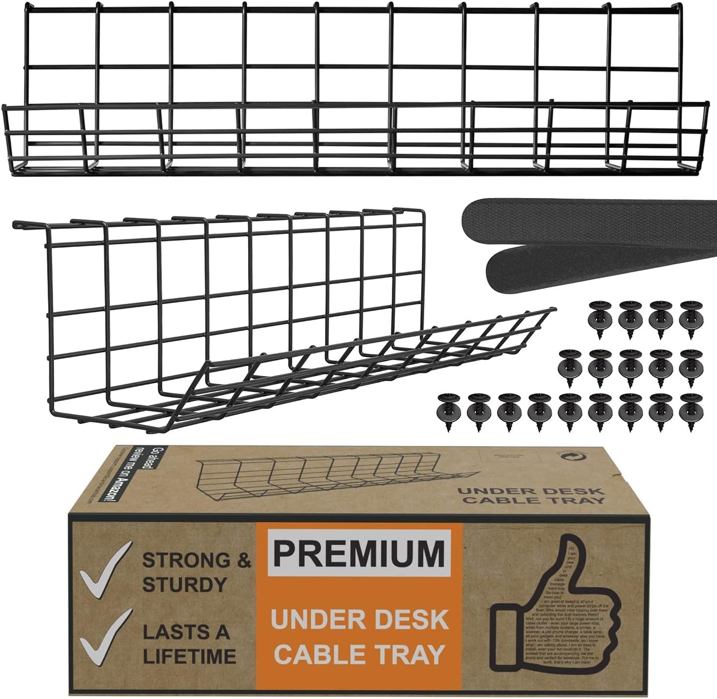 Black Wire Holder Set- 2x17 Under Desk Cord Organizer