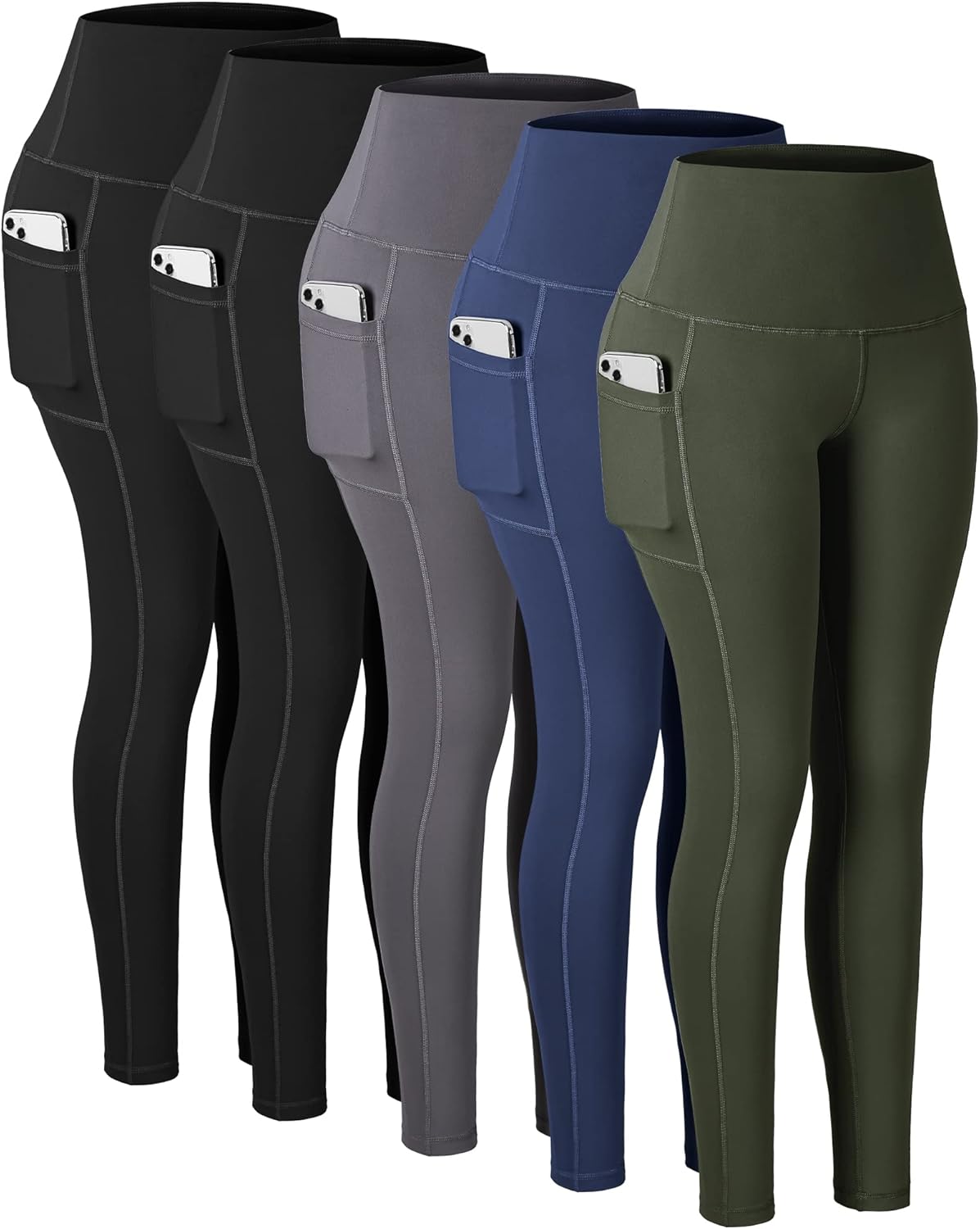 High Waisted Tummy Control Leggings with Pockets for Women