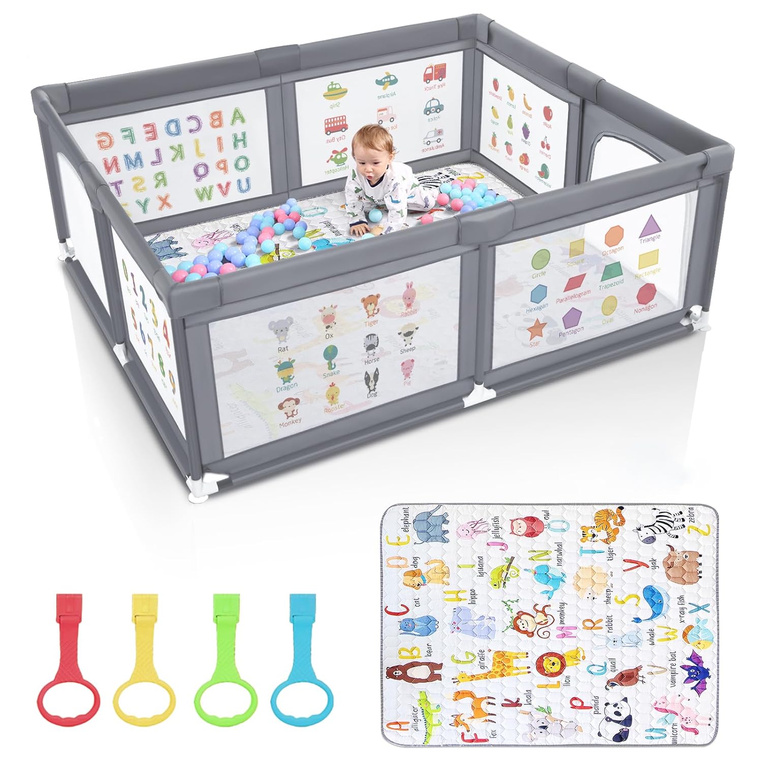Extra Large Safety Baby Playpen with Mat - Indoor/Outdoor Fun!