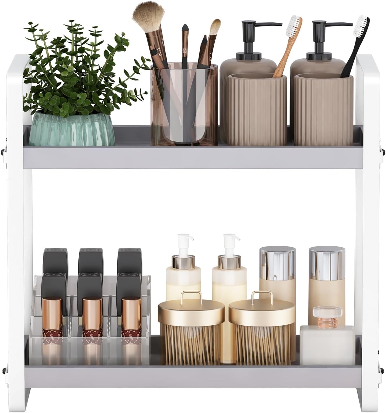 Bathroom Counter Organizer with 2-Tier Design for Storage