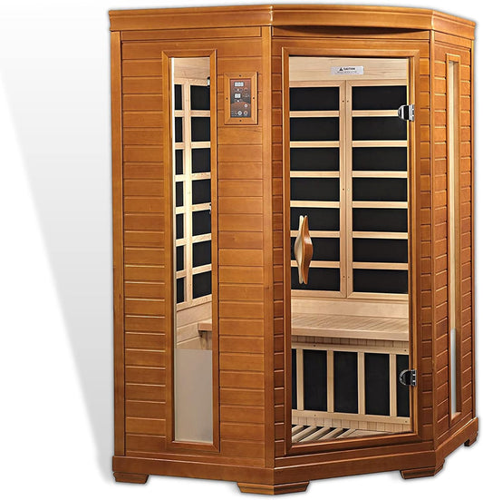 Golden Designs Low EMF 2 Person Infrared Corner Sauna - Full Size Indoor Spa