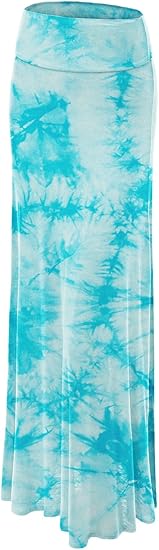 Lock and Love Women's Basic Solid Tie Dye Maxi Skirt for All Sizes