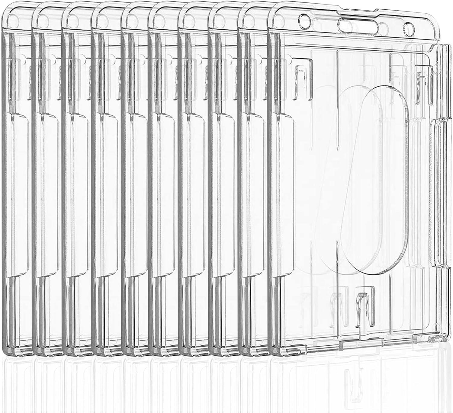 Pawfly 50 Pack Vertical 2-Card Badge Holder with Thumb Slot