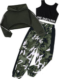 Girls Graphic 3 Piece Workout Outfit Set - Cute Dancewear