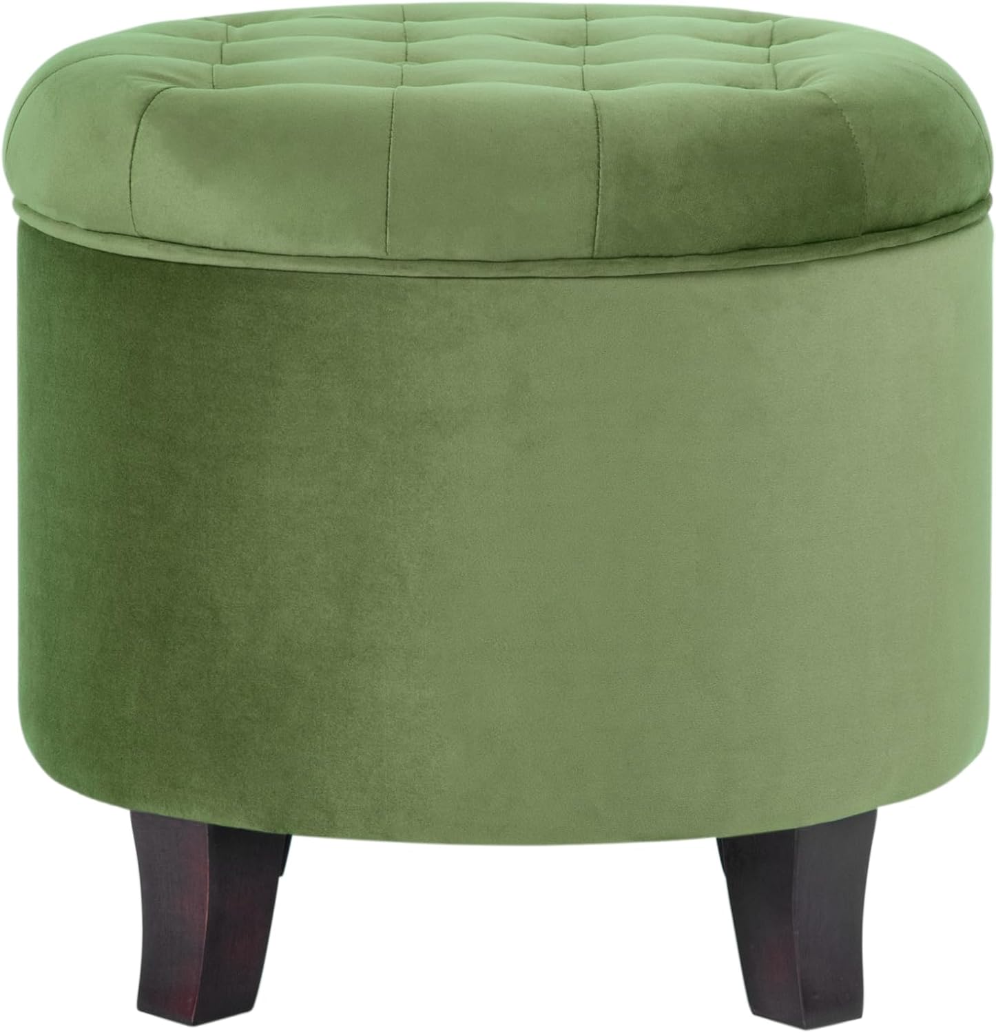 Upholstered Round Velvet Tufted Foot Rest Ottoman with Storage