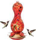 Hummingbird Feeder for Outdoors Hanging Hand Blown Glass - 24 OZ