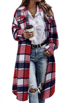 Plaid Coat Women Button Down Long Plaid Jacket - Cozy Fall Shacket
