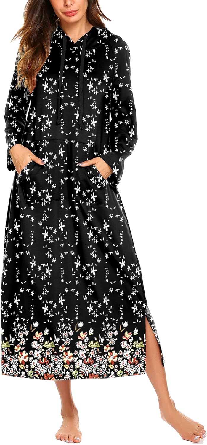 Ekouaer Nightgowns for Women: Cozy Hooded Cotton Nightwear
