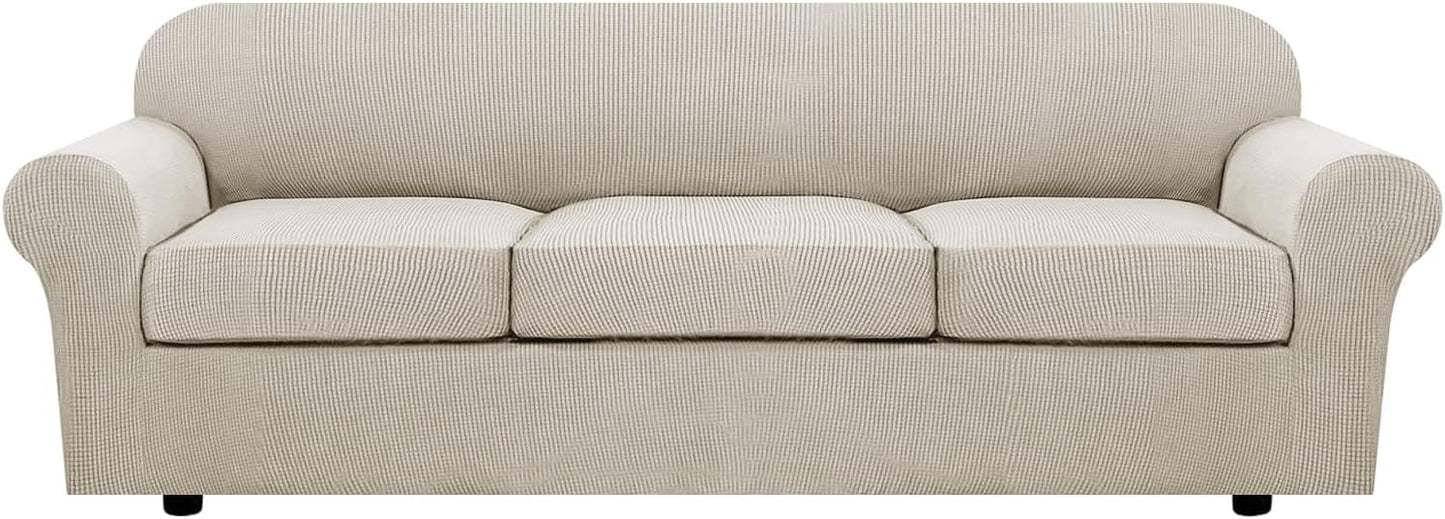 H.VERSAILTEX 4 Piece Stretch Sofa Covers for Custom Fit Comfort
