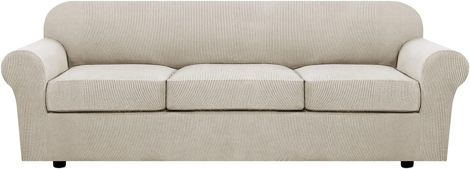 H.VERSAILTEX 4 Piece Stretch Sofa Covers for Custom Fit Comfort