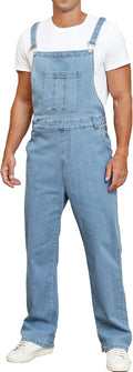 Men's Denim Bib Overalls Slim Straight-Leg Jumpsuit with Pockets