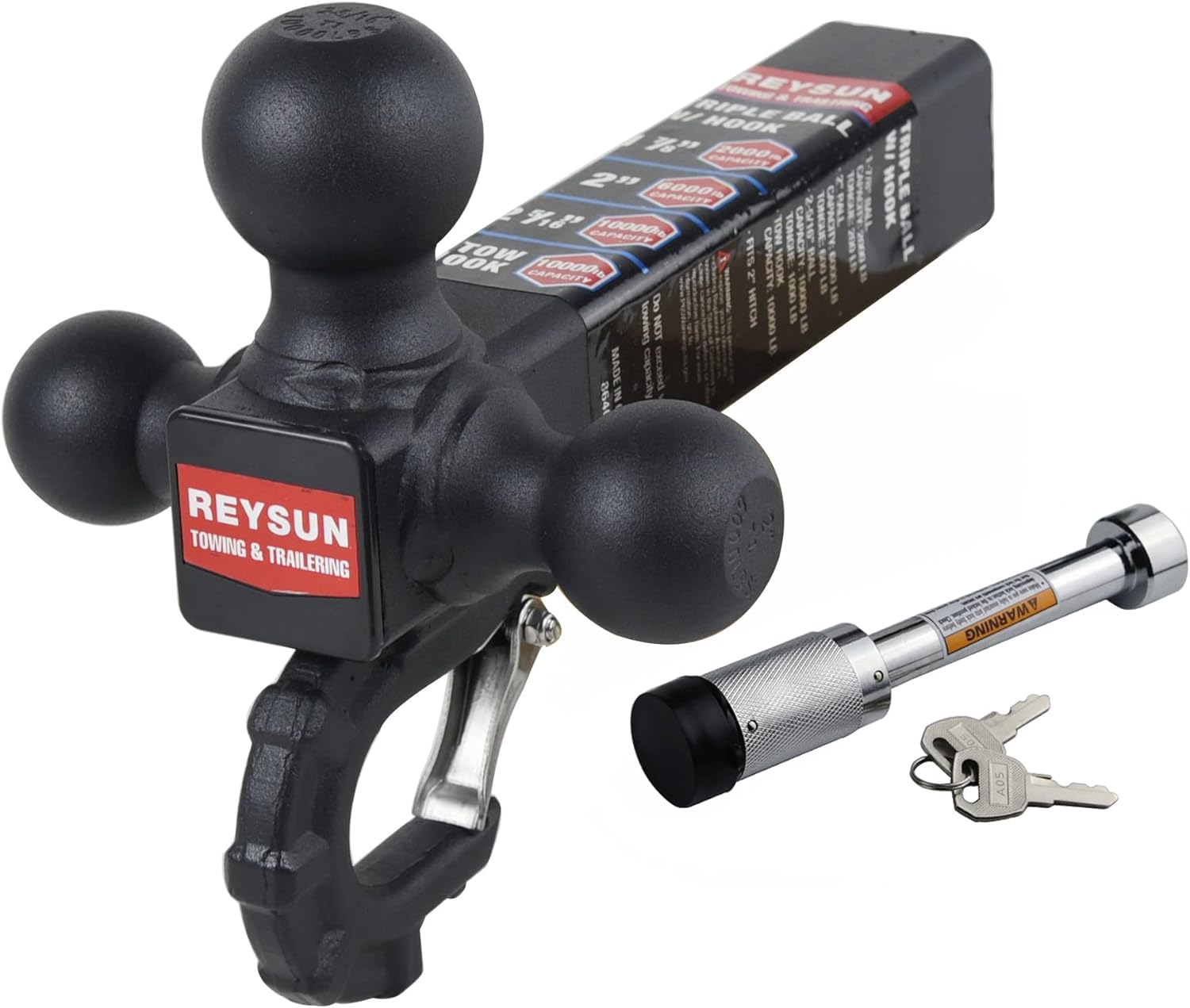 Trailer Hitch 864011L Tri Ball Mount with Tactical Tow Hook