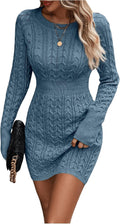 Womens Cable Knit Sweater Dress - Slim, Warm Fall Staple